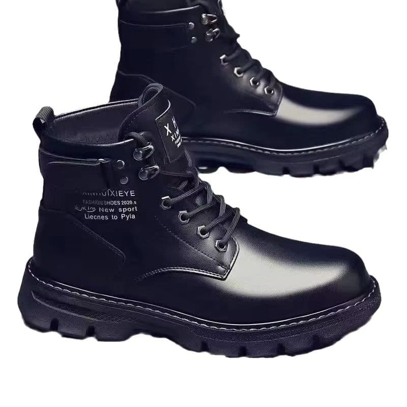 Customizable Men's Black Premium Martin Boots with Odor-Proof Features for Winter